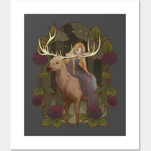 Fairy Tale Deer in in the Magical Forest Posters and Art